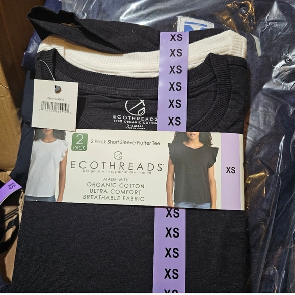 Ecothreads Women's 2-pack Flutter Sleeve T-Shirt Soft Organic Cotton… - Picture 2 of 5